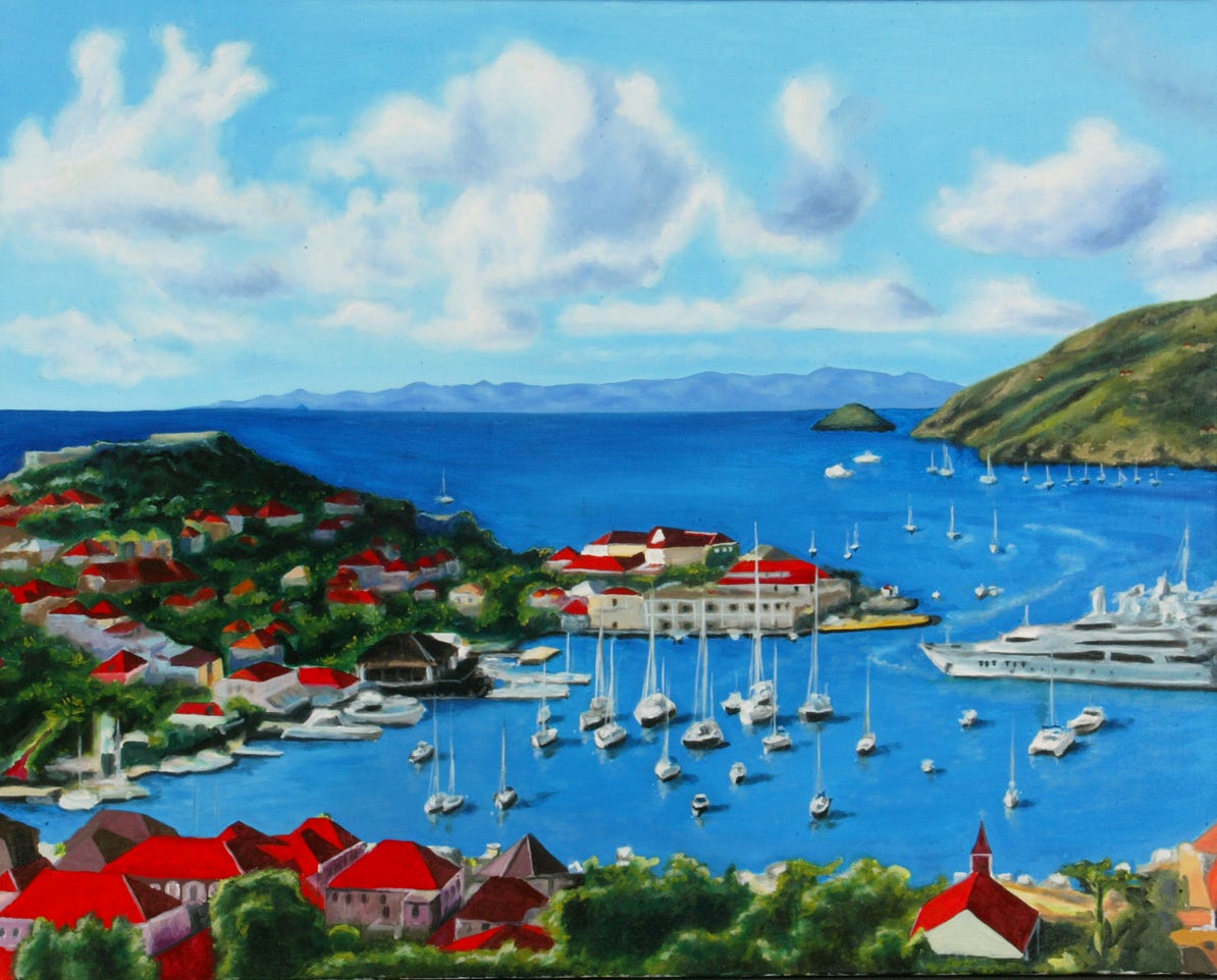 rade de Gustavia tableau Michel Hasson